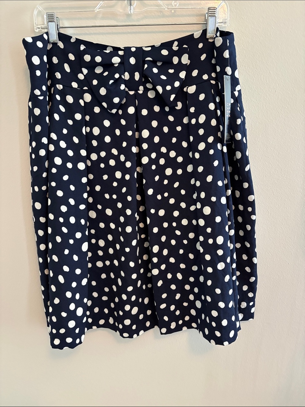 Alex Marie Navy and White Polka Dot Bow Skater Skirt NWTS